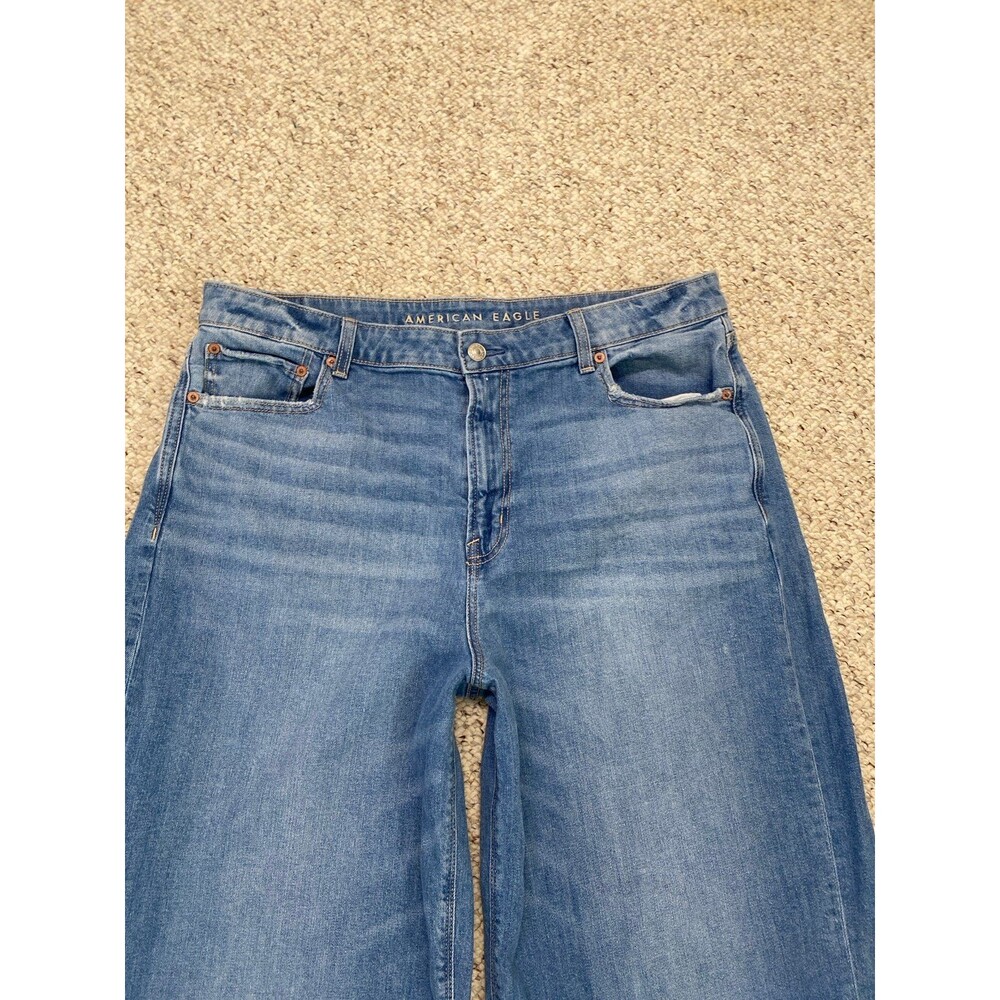 American Eagle Stretch Super High-Rise Baggy Wide Leg Ankle Jeans Size 16R - Picture 5 of 9